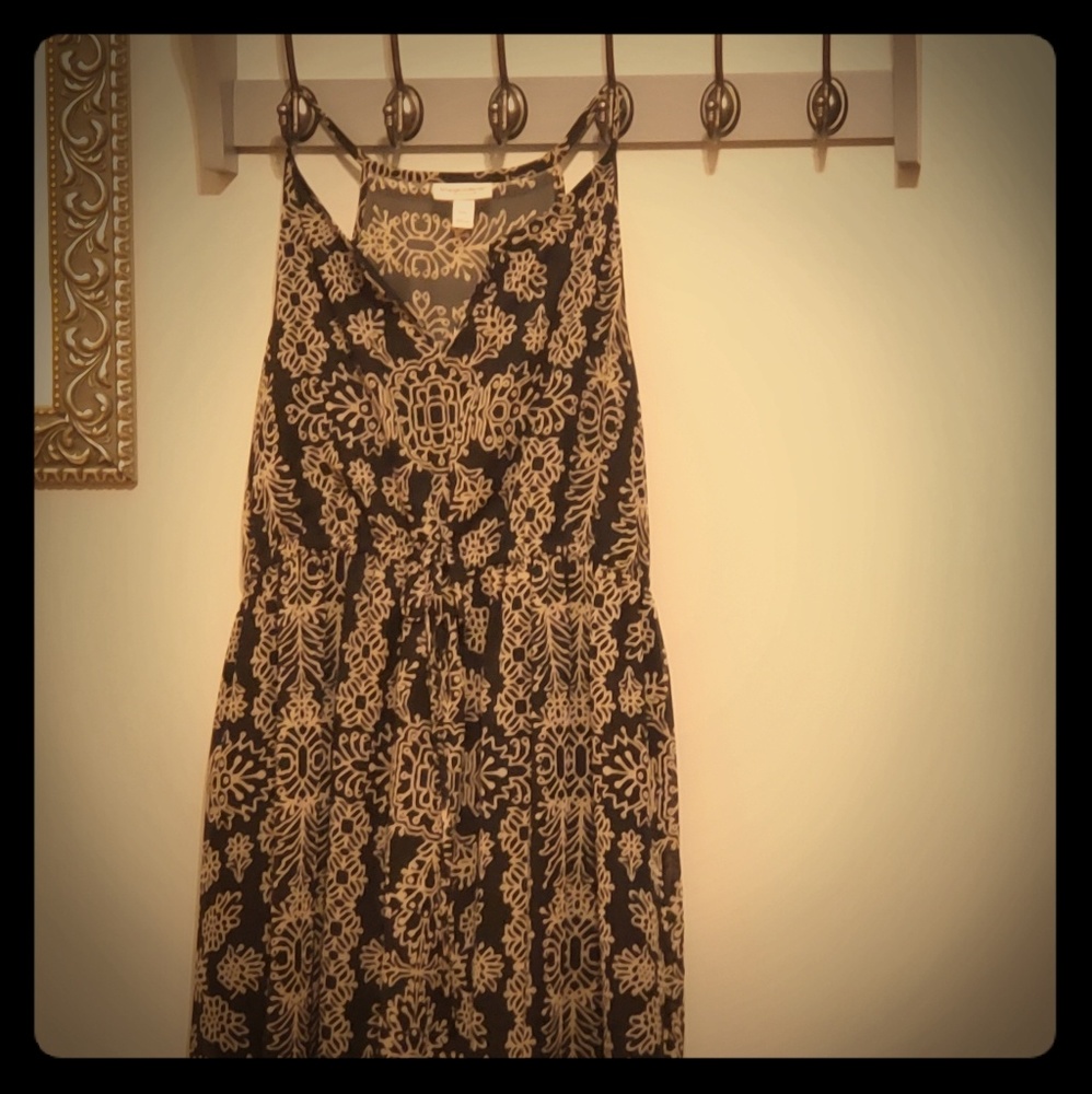 Black and Cream Print Maternity Maxi